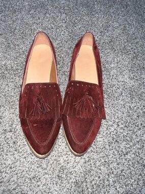 M&M'S Burgundy Suede Tassel Fringe Loafers